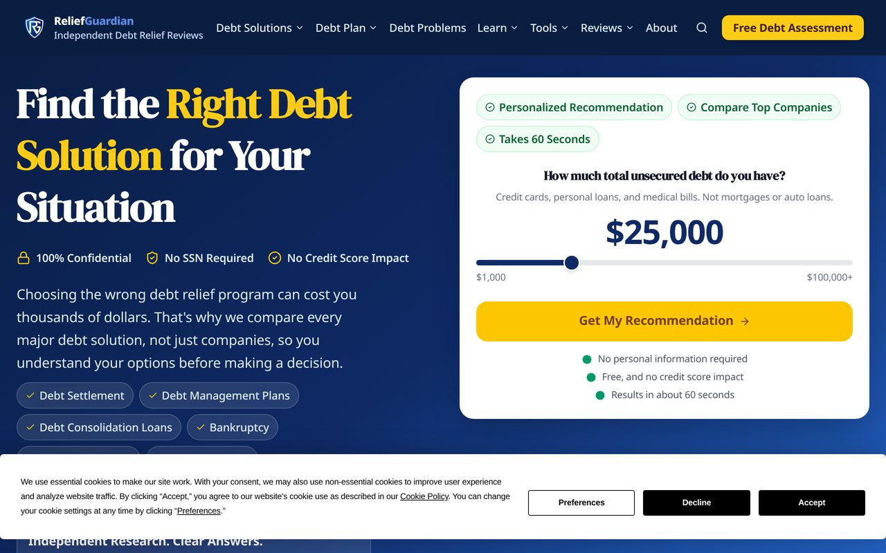 Homepage of Relief Guardian